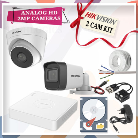 Hikvision 2mp cctv 2 cameras kit