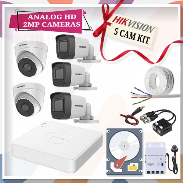 HD 2MP 5 cameras bundle package